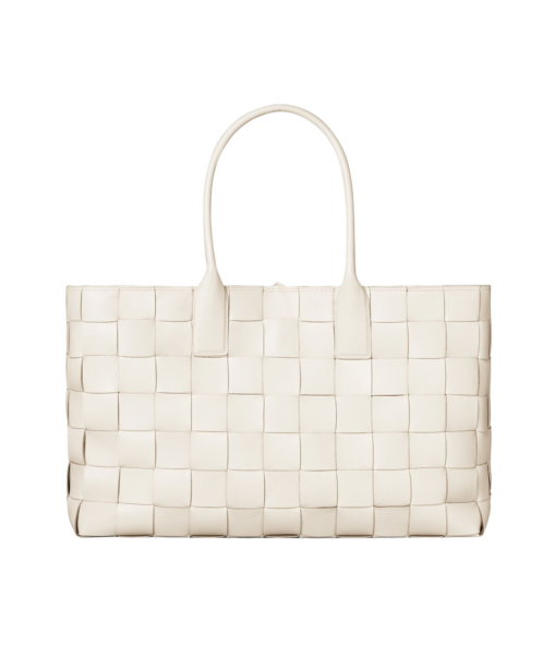 Khaite Maxi Intreccio Tote in White - White Totes & Top-Handle Bags - The Lotus Tote Bag - Shop at Luxury Shoes 