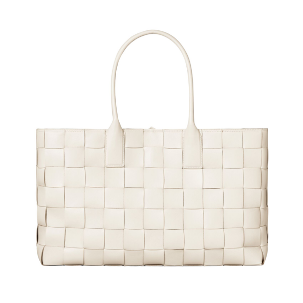 Khaite Maxi Intreccio Tote in White - White Totes & Top-Handle Bags - The Lotus Tote Bag - Shop at Luxury Shoes 