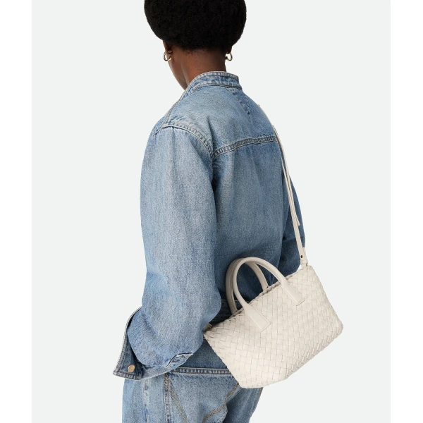 Khaite Mini Cabat in White - White Mini Bags - The Lotus Tote Bag - Shop at Luxury Shoes 