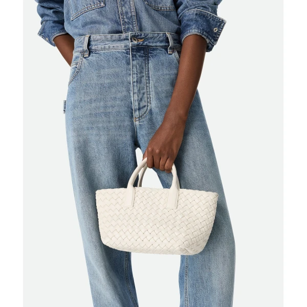 Khaite Mini Cabat in White - White Mini Bags - The Lotus Tote Bag - Shop at Luxury Shoes 