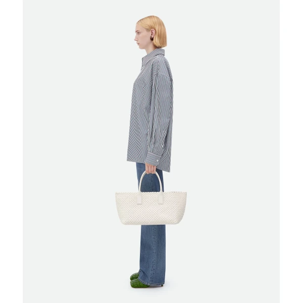 Khaite Small Cabat in White - White Totes & Top-Handle Bags - The Lotus Tote Bag - Shop at Luxury Shoes 