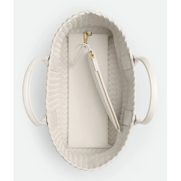 Khaite Small Cabat in White - White Totes & Top-Handle Bags - The Lotus Tote Bag - Shop at Luxury Shoes 