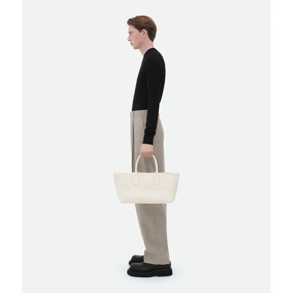 Khaite Small Cabat in White - White Totes & Top-Handle Bags - The Lotus Tote Bag - Shop at Luxury Shoes 