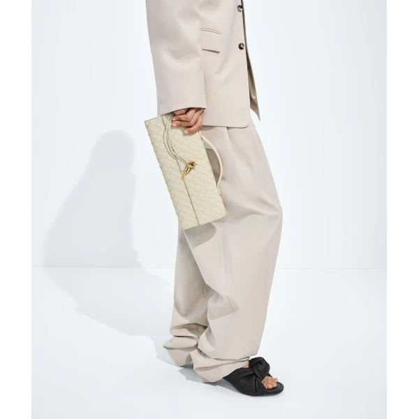 Khaite Women's Andiamo Clutch in Sea salt - White Clutch Bags - The Lotus Tote Bag - Shop at Luxury Shoes 