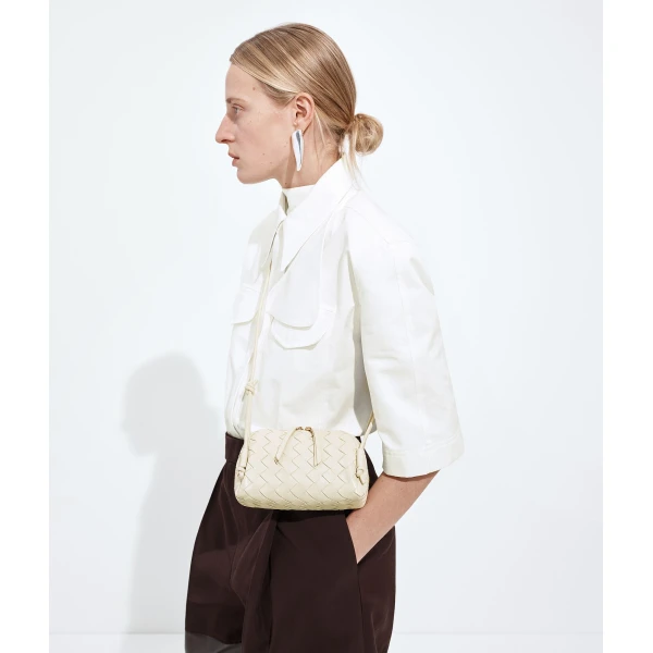 Khaite Women's Intrecciato Concert Pouch in Sea salt - White Clutch Bags - The Lotus Tote Bag - Shop at Luxury Shoes 