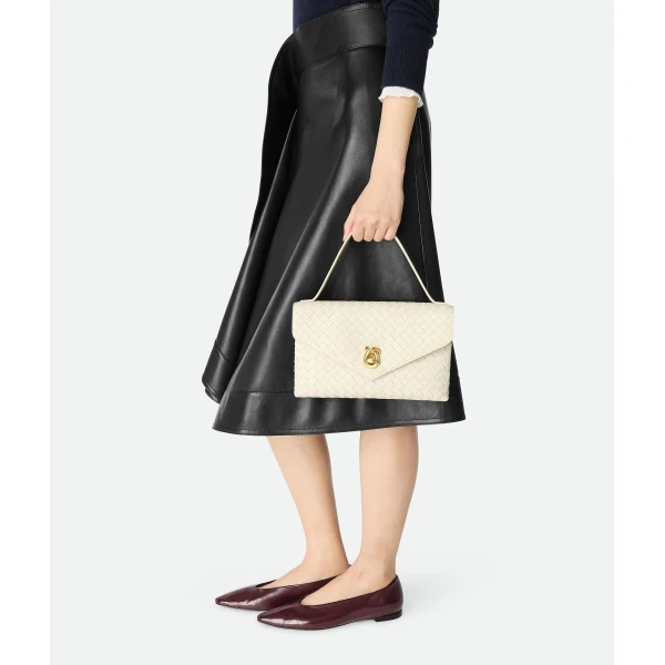 Khaite Women's Knot Lock in Sea salt - White Clutch Bags - The Lotus Tote Bag - Shop at Luxury Shoes 