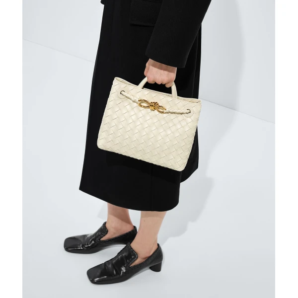 Khaite Women's Small Andiamo in Sea salt - White Totes & Top-Handle Bags - The Lotus Tote Bag - Shop at Luxury Shoes 