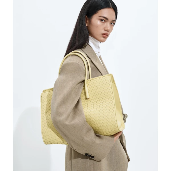 Khaite Women's Barbara Tote in Butter yellow - Yellow Totes & Top-Handle Bags - The Lotus Tote Bag - Shop at Luxury Shoes 