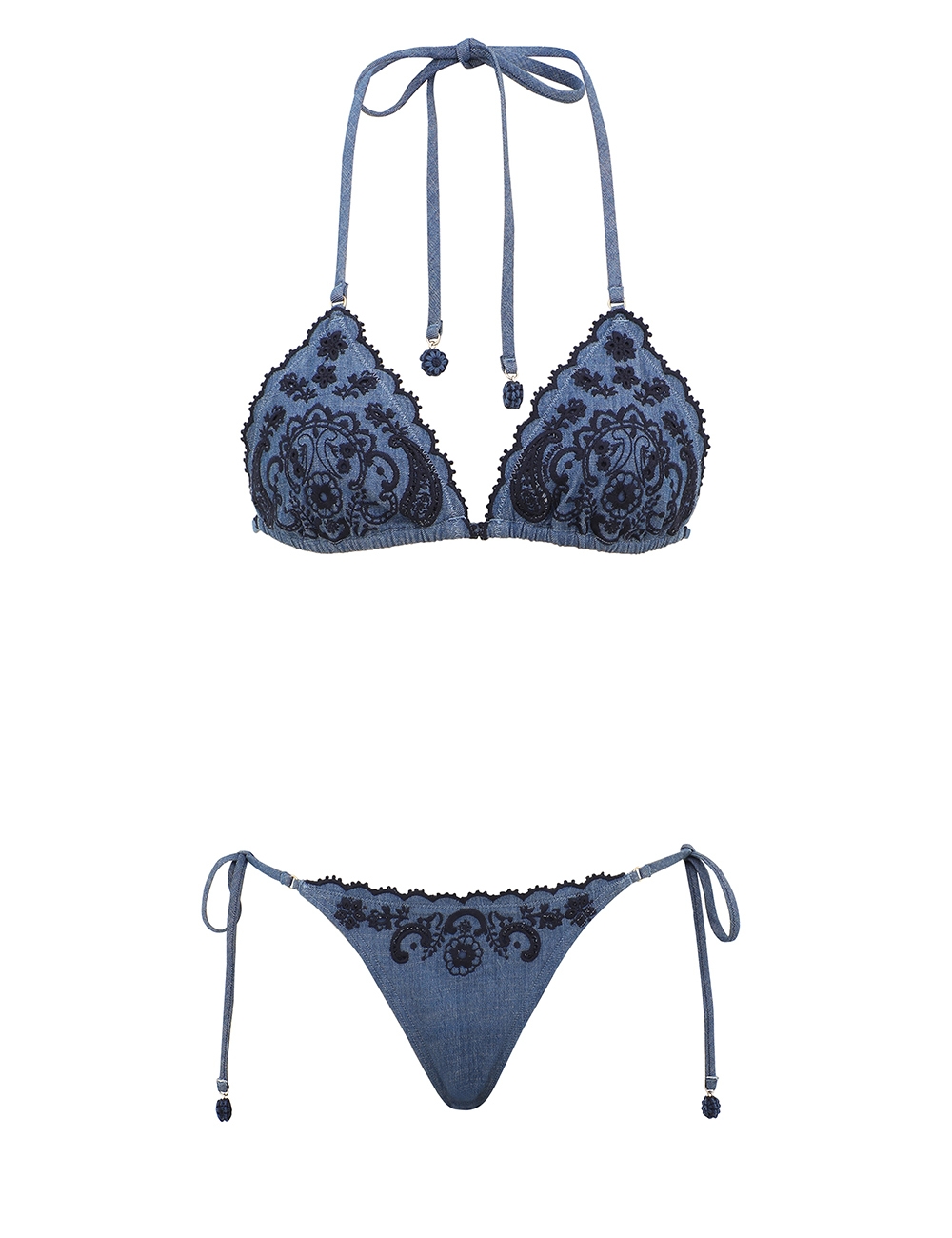 Zimmermann Aster Denim Embroidery Bikini
