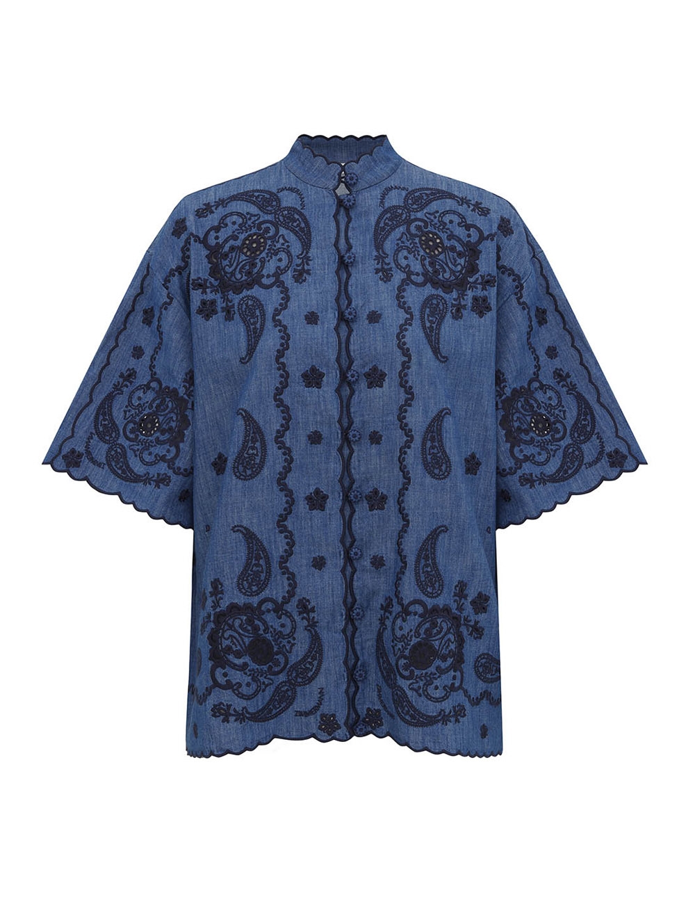 Zimmermann Aster Embroidered Denim Shirt