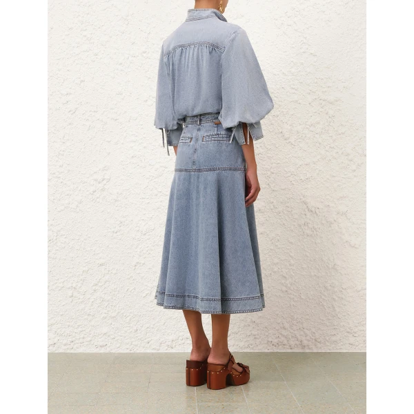 Zimmermann Denim Midi Skirt, view 4