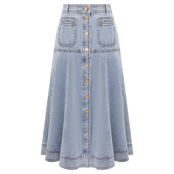 Zimmermann Denim Midi Skirt, view 6
