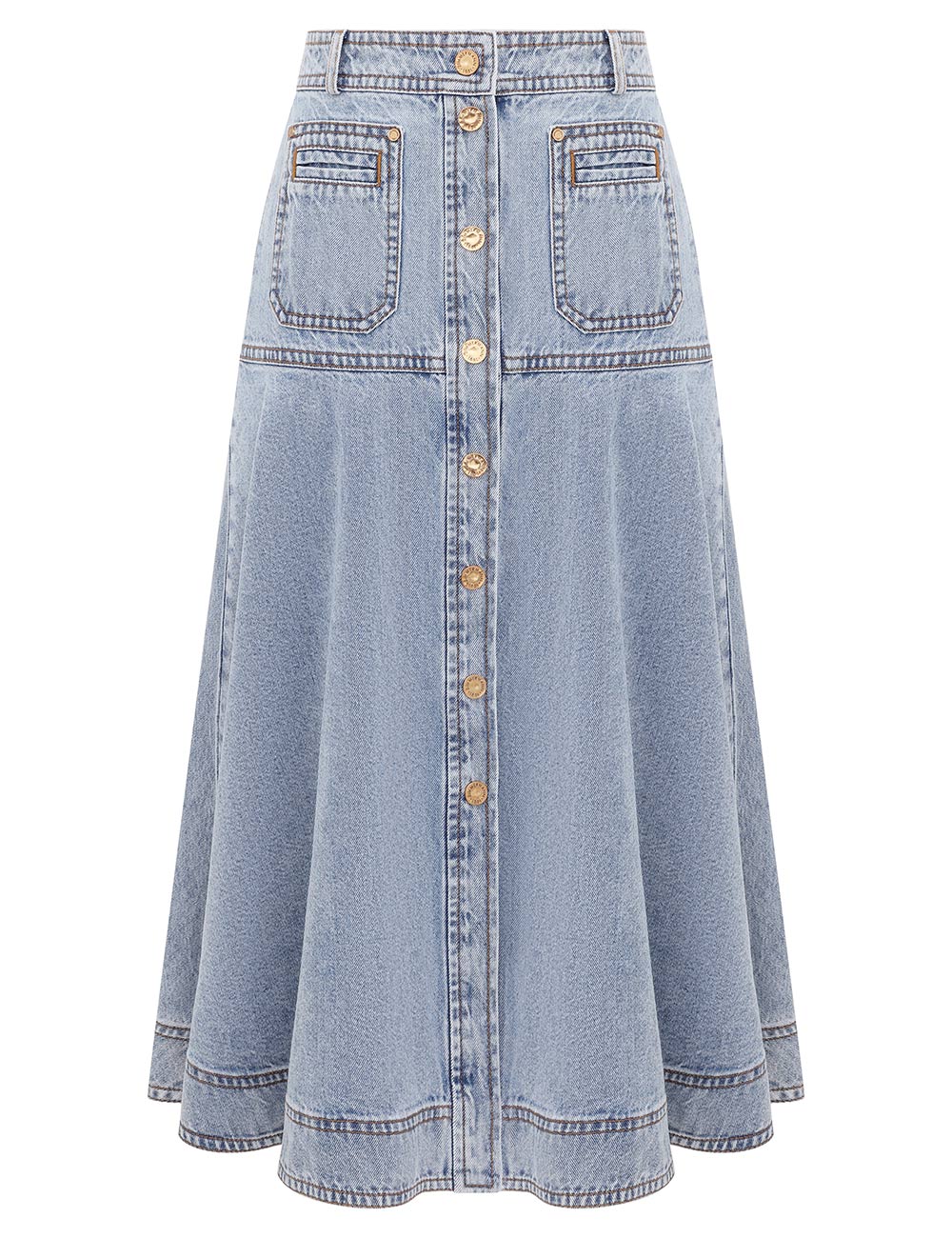 Zimmermann Denim Midi Skirt