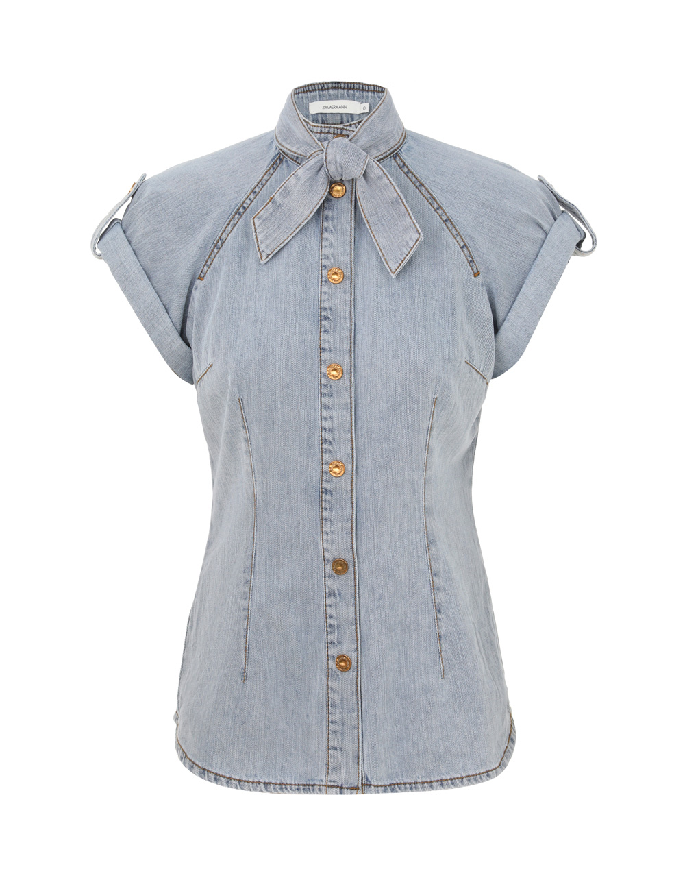 Zimmermann Denim Tie Neck Shirt
