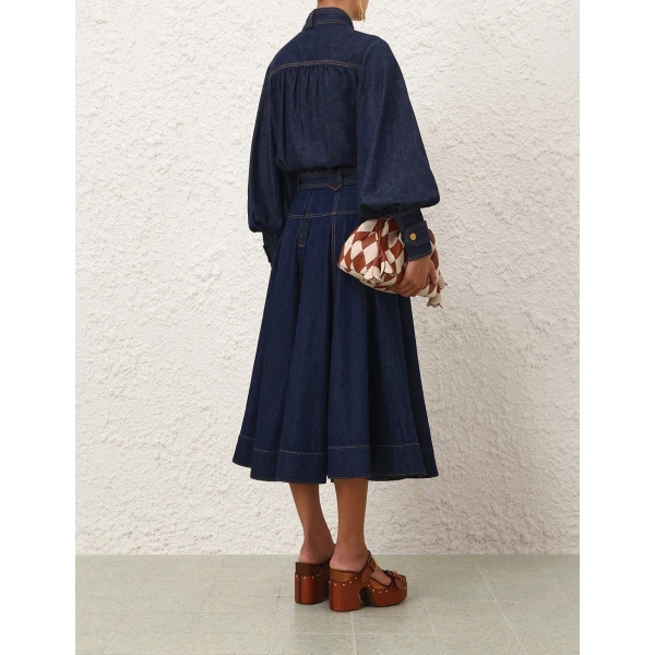 Zimmermann Denim Utility Midi Skirt, view 4
