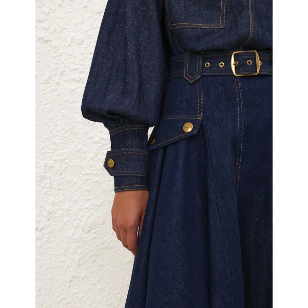 Zimmermann Denim Utility Midi Skirt, view 5