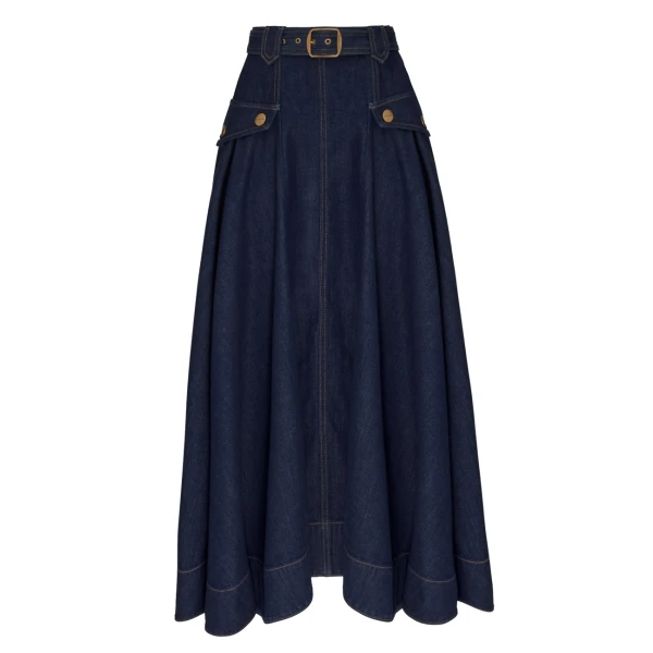 Zimmermann Denim Utility Midi Skirt, view 6
