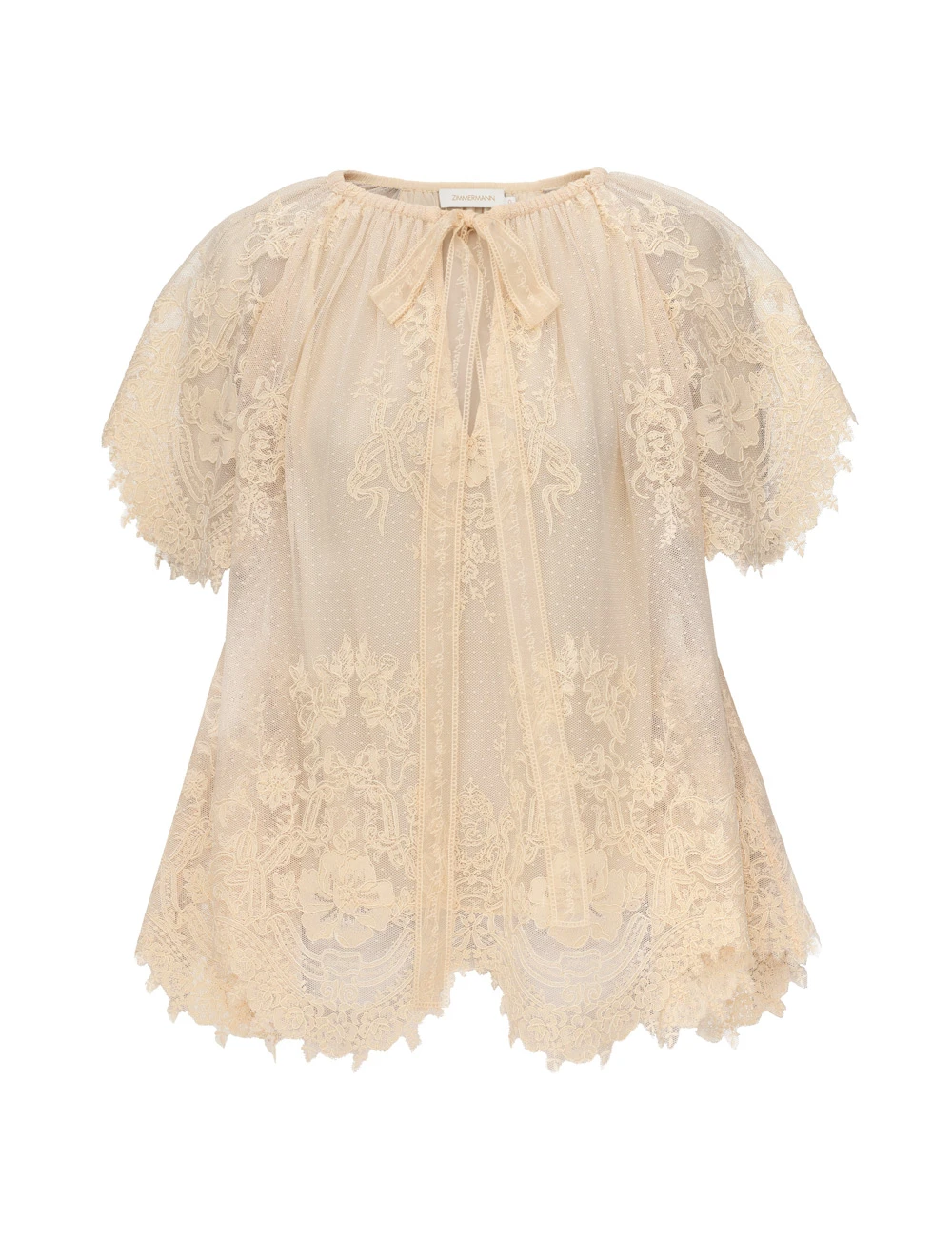 Zimmermann Luna Lace Flutter Blouse | Ready to Wear Collection Luxury Shoes Elevate your elegance in this Zimmermann Tops available now at Luxury Shoes
