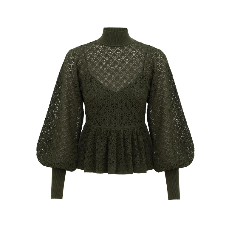 Luna Lace Knit Peplum Blouse