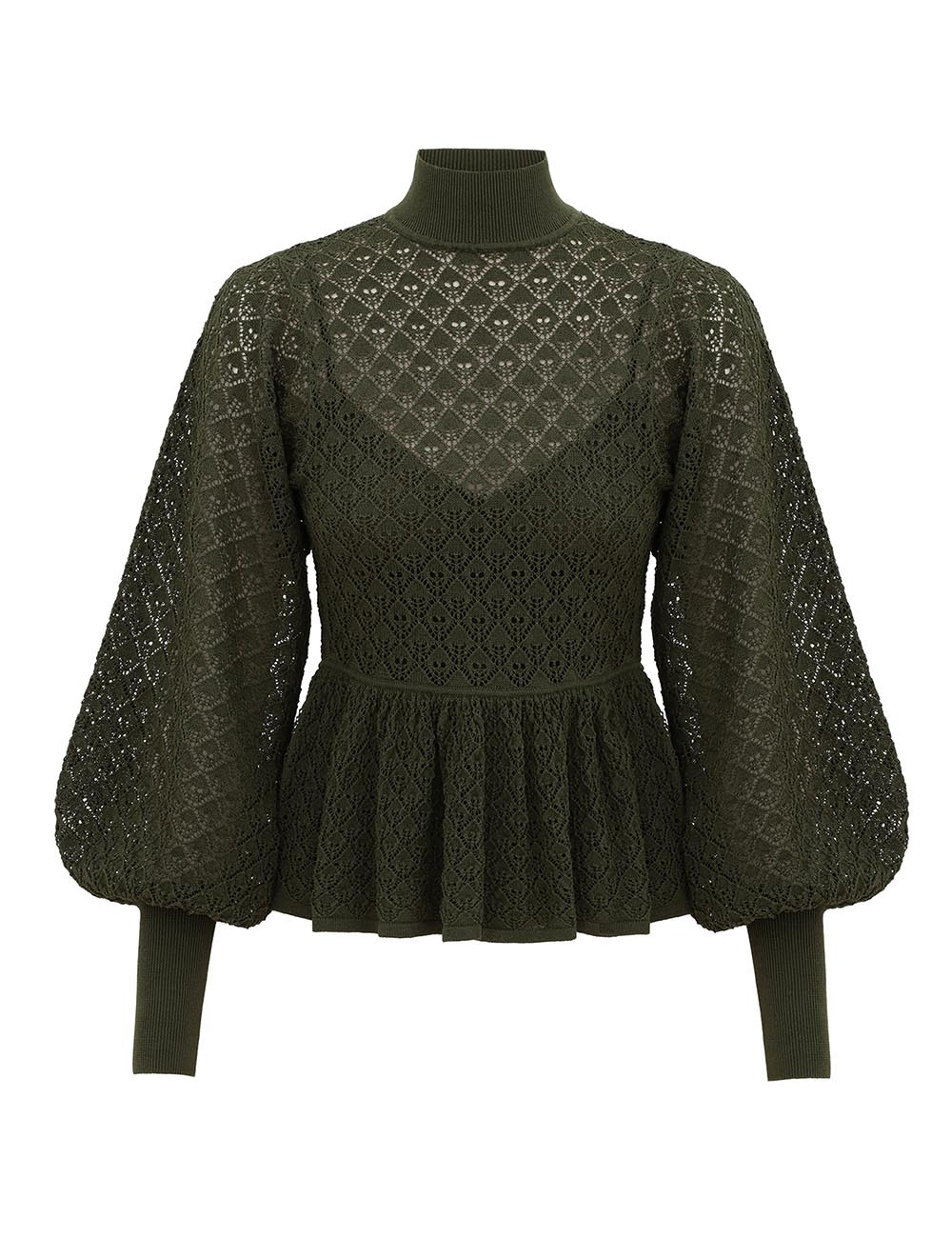 Zimmermann Luna Lace Knit Peplum Blouse