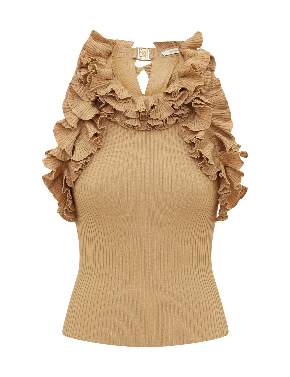Zimmermann Luna Metallic Ruffle Tank | Ready to Wear Collection Luxury Shoes Elevate your elegance in this Zimmermann Tops available now at Luxury Shoes