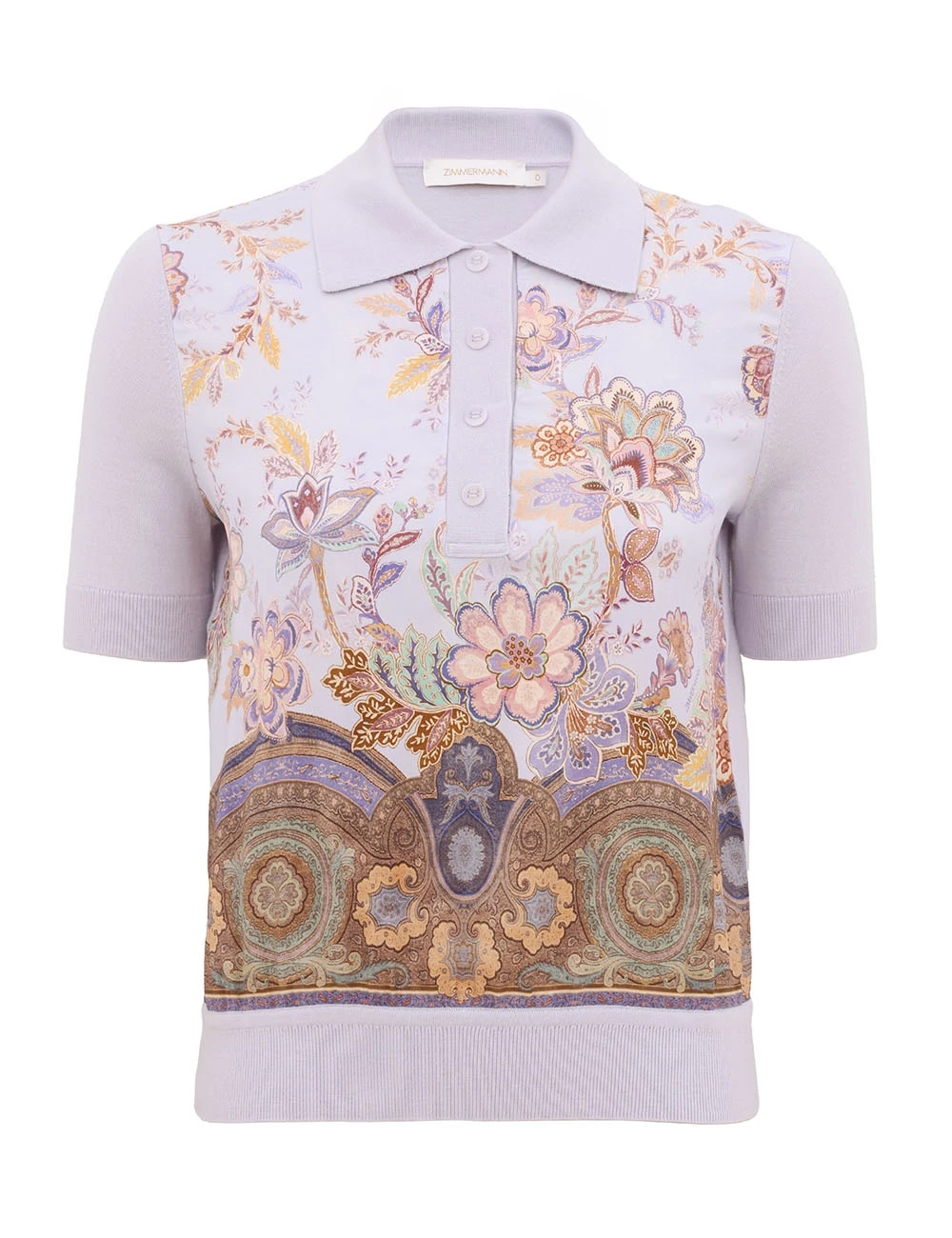 Zimmermann Luna Printed Silk Polo | Ready to Wear Collection Luxury Shoes Elevate your elegance in this Zimmermann Tops available now at Luxury Shoes