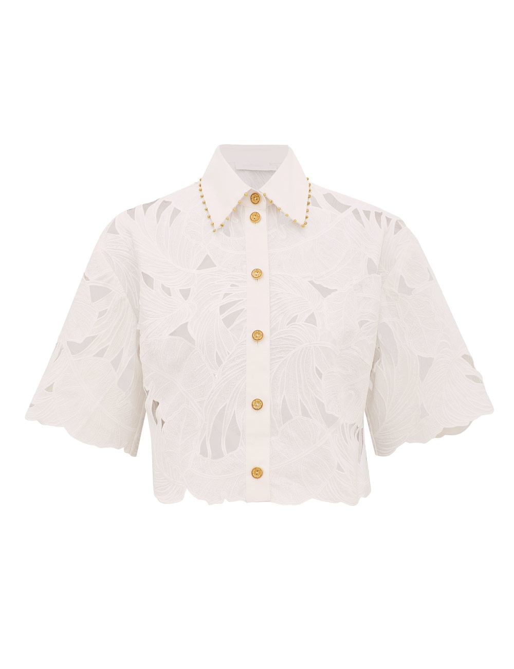 Zimmermann Mahon Embroidered Crop Shirt