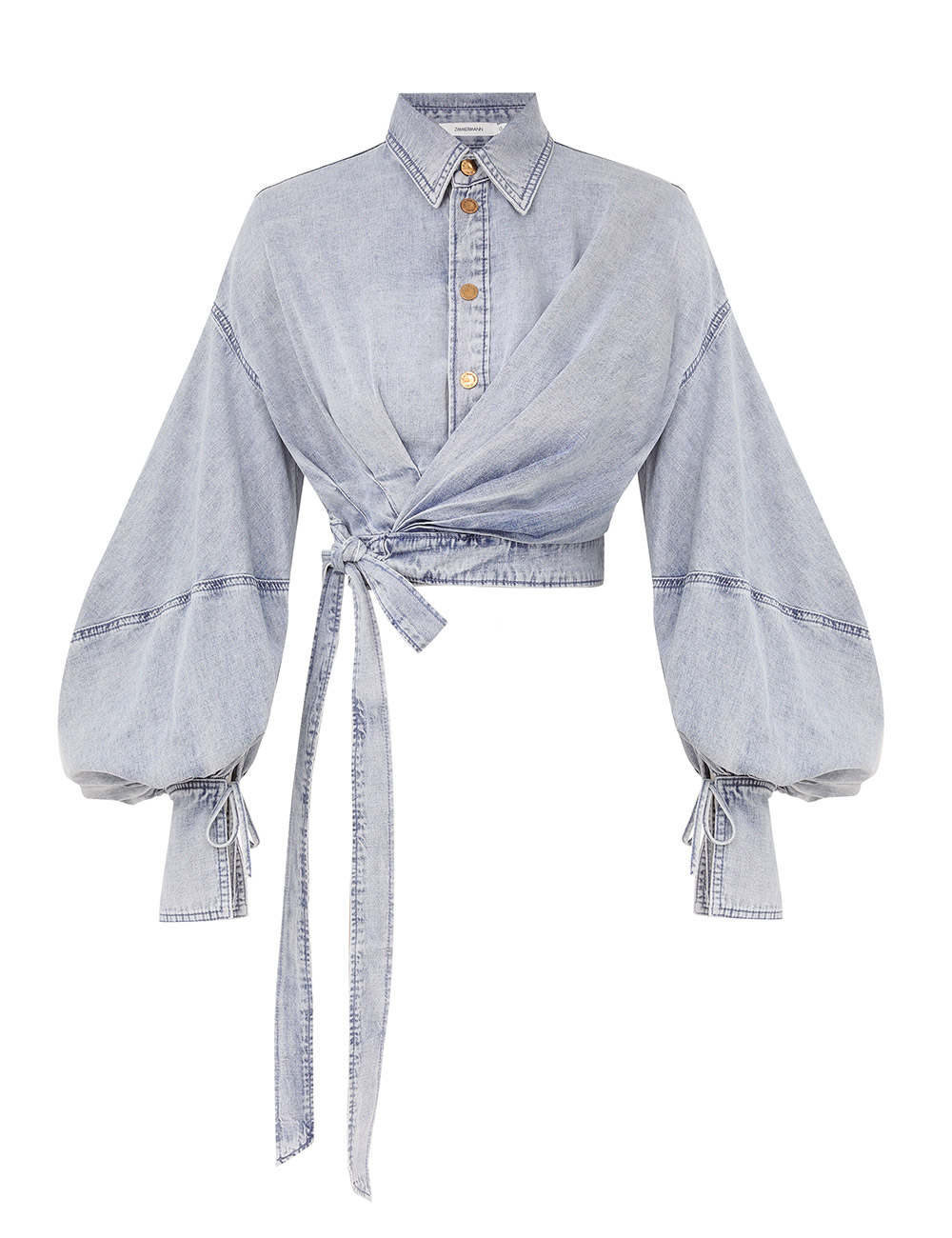 Zimmermann Rebellion Denim Wrap Top