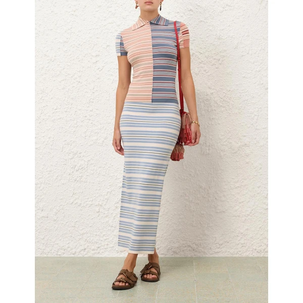 Zimmermann Rebellion Stripe Midi Skirt, view 2