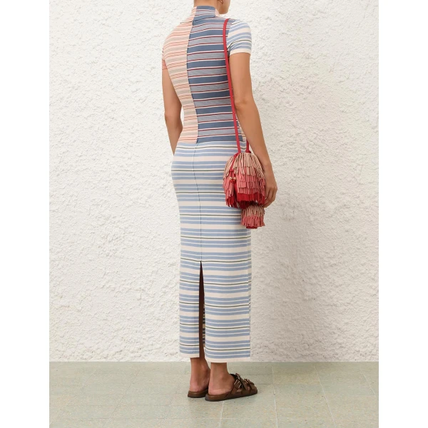 Zimmermann Rebellion Stripe Midi Skirt, view 4