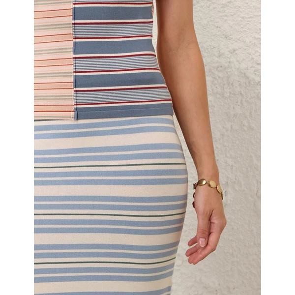 Zimmermann Rebellion Stripe Midi Skirt, view 5