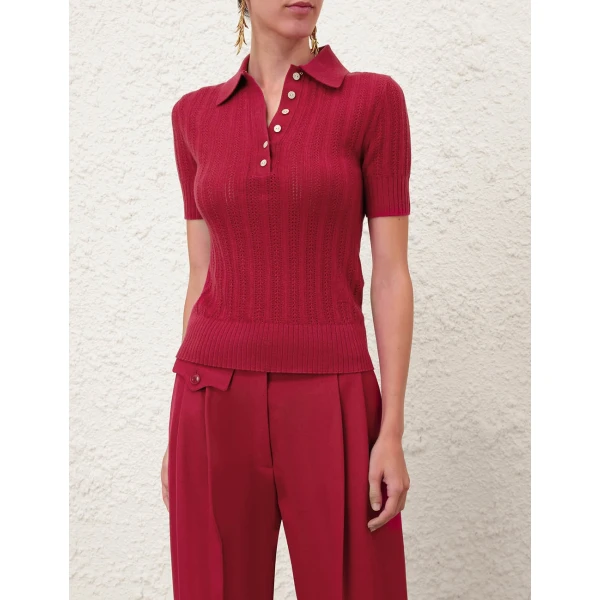 Zimmermann Ribbed Knit Polo, view 2