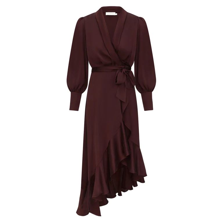 Silk Wrap Midi Dress