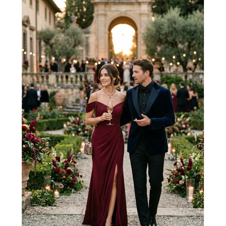 Gemma Deeks Style Guide: Black tie Birthday in Burgundy Summer 2026