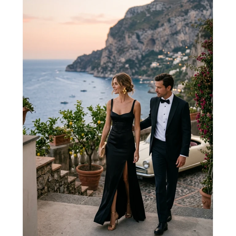 Gemma Deeks Style Guide: Black tie Date night in Capri Summer 2026