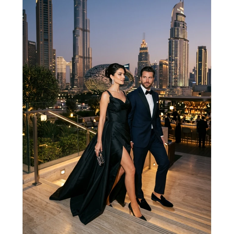Gemma Deeks Style Guide: Black tie Date night in Dubai Summer 2026