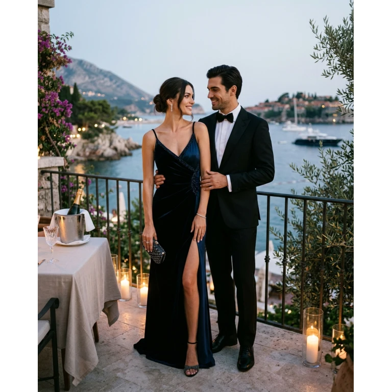 Gemma Deeks Style Guide: Black tie Date night in Montenegro Summer 2026