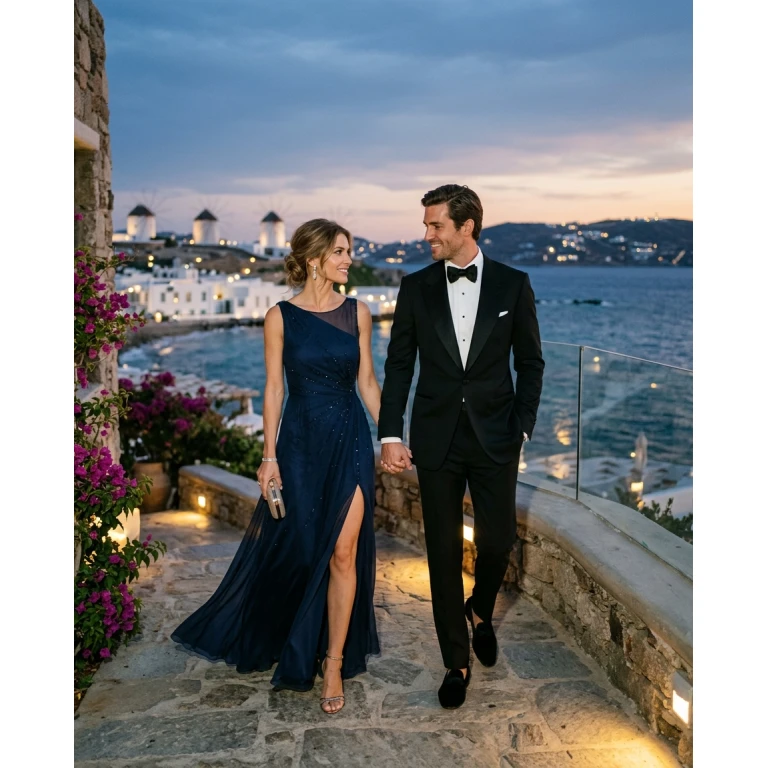 Gemma Deeks Style Guide: Black tie Date night in Mykonos Summer 2026