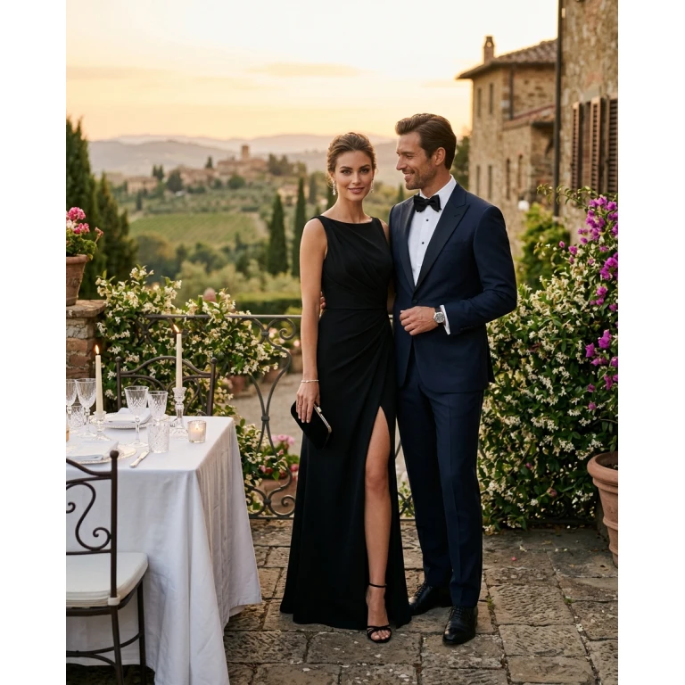 Gemma Deeks Style Guide: Black tie Date night in Tuscany Summer 2026