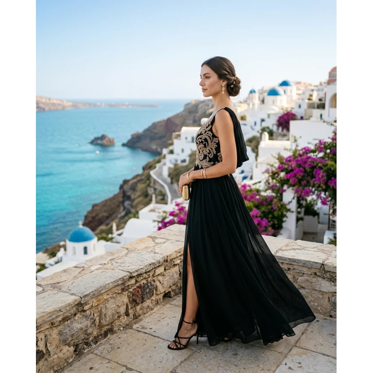 Gemma Deeks Style Guide: Black tie Designer Summer Dresses in Crete Summer 2026