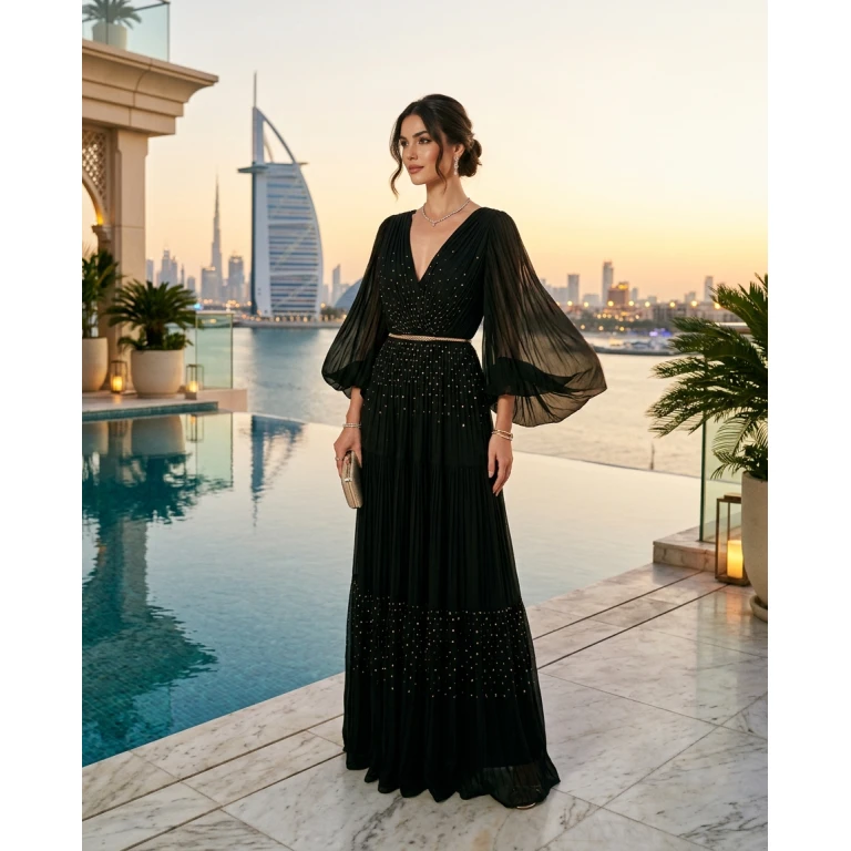 Gemma Deeks Style Guide: Black tie Designer Summer Dresses in Dubai Summer 2026