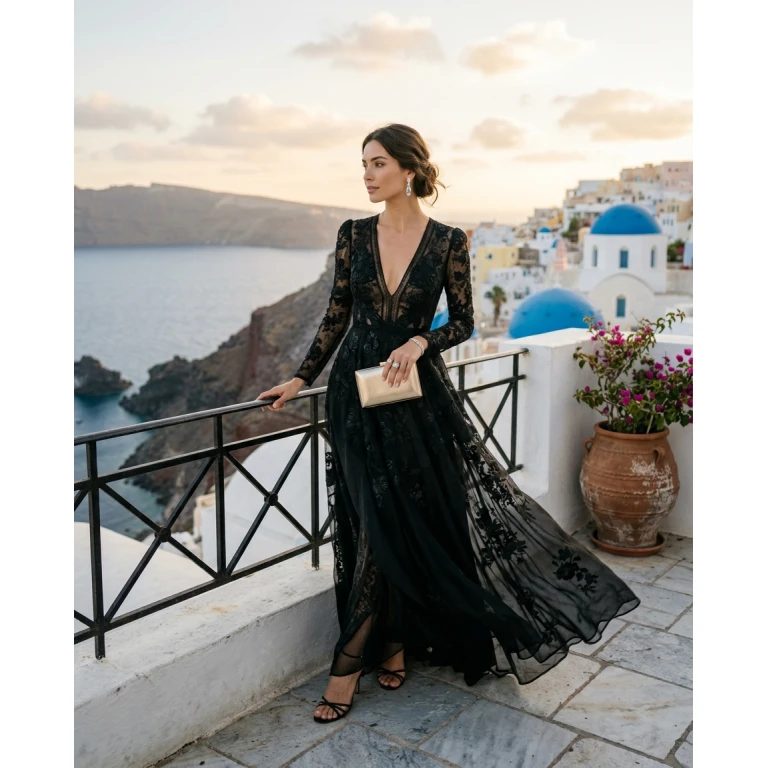 Gemma Deeks Style Guide: Black tie Designer Summer Dresses in Greece Summer 2026
