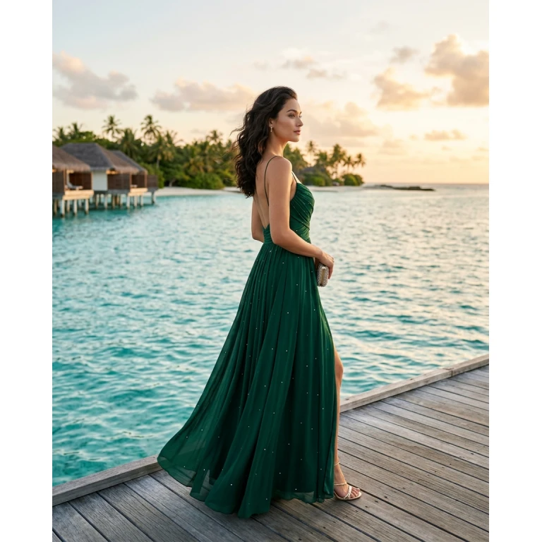 Gemma Deeks Style Guide: Black tie Designer Summer Dresses in Maldives Summer 2026