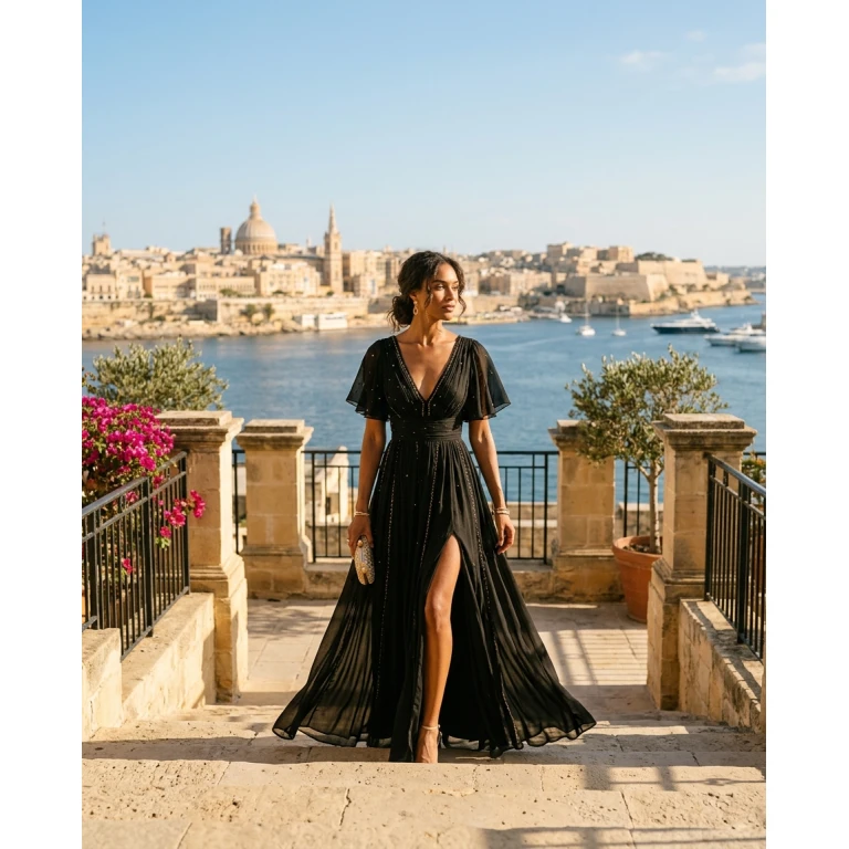 Gemma Deeks Style Guide: Black tie Designer Summer Dresses in Malta Summer 2026