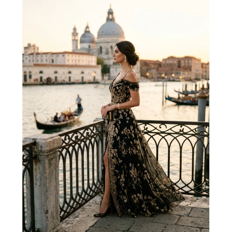 Gemma Deeks Style Guide: Black tie Designer Summer Dresses in Venice Summer 2026