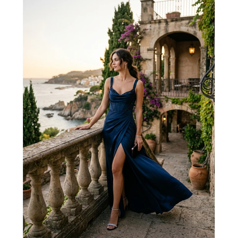 Gemma Deeks Style Guide: Black tie dinner outfit in Catalonia Summer 2026
