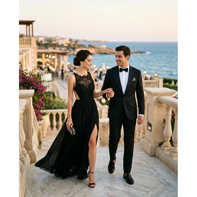 Gemma Deeks Style Guide: Black tie dinner outfit in Cyprus Summer 2026