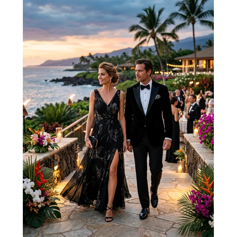 Gemma Deeks Style Guide: Black tie dinner outfit in Hawaii Summer 2026