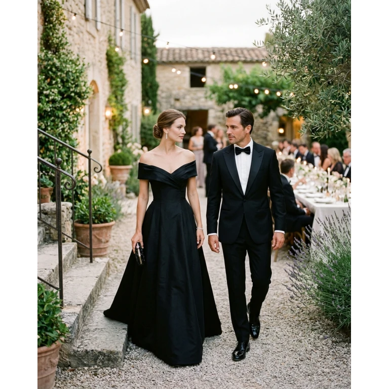 Gemma Deeks Style Guide: Black tie dinner outfit in Provence France Summer 2026