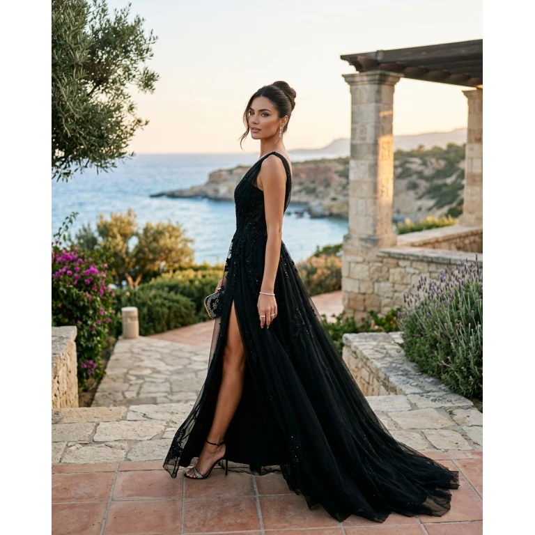 Gemma Deeks Style Guide: Black tie gala gown in Cyprus Summer 2026